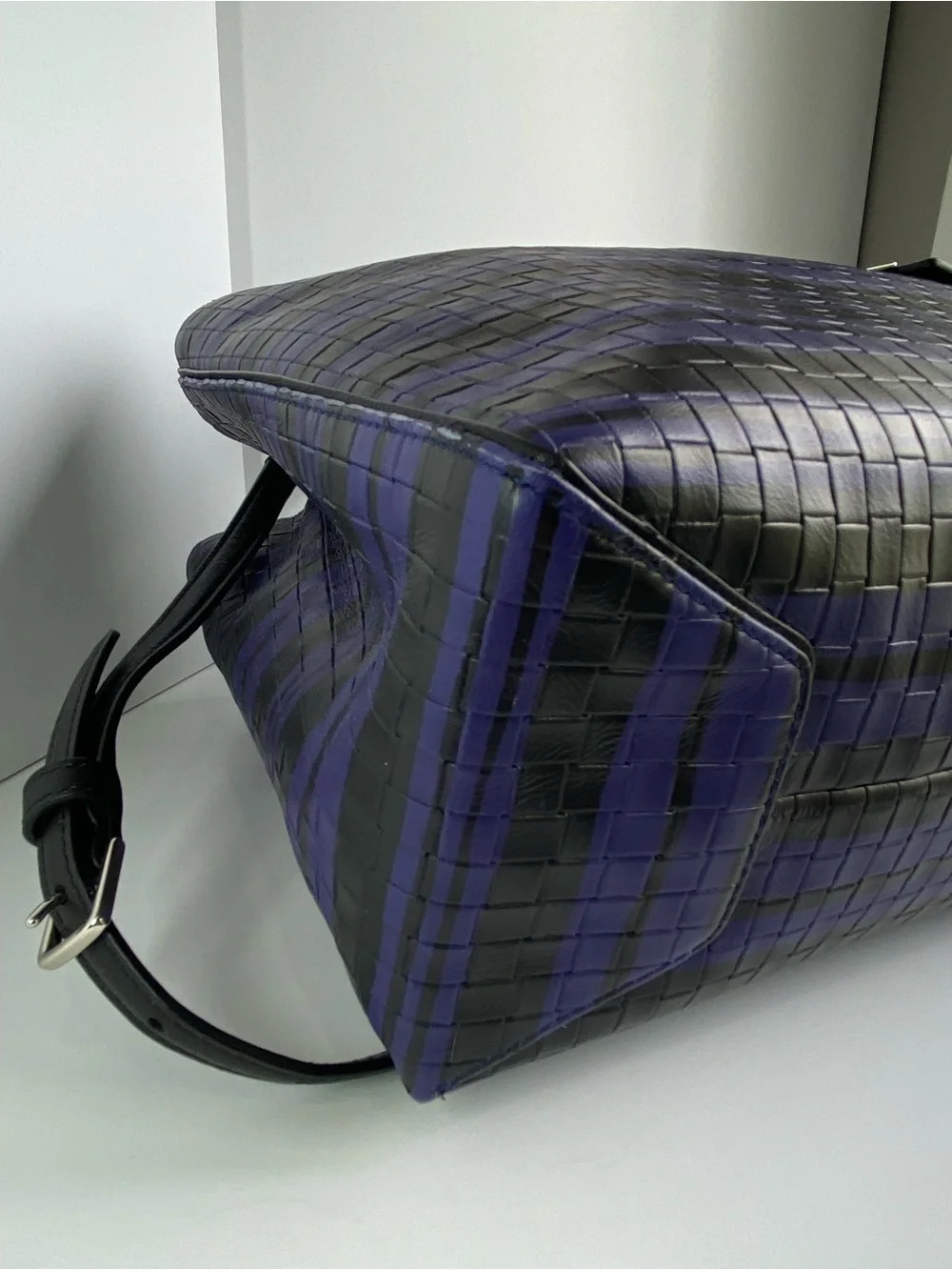 Coach Bleecker Woven Purple and Black Leather Satchel